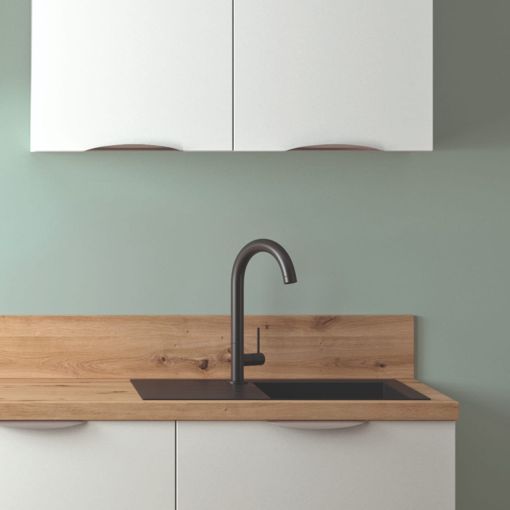 Cuisine complète Blanc mat 220 cm - Avec Plan de travail et Crédence