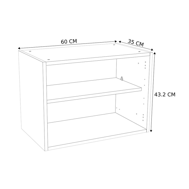 Caisson Meuble haut cuisine Blanc H. 43,2 cm x L. 60 cm x P. 35 cm