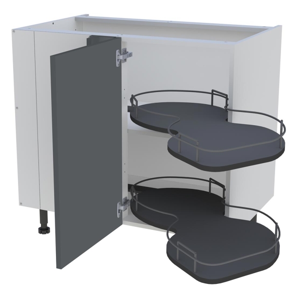 Bas 900 angle 1porte G avec plateaux droit