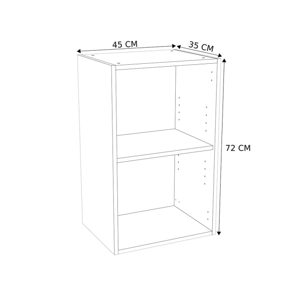 Caisson Meuble haut cuisine Blanc H. 72 cm x L. 45 cm x P. 35 cm