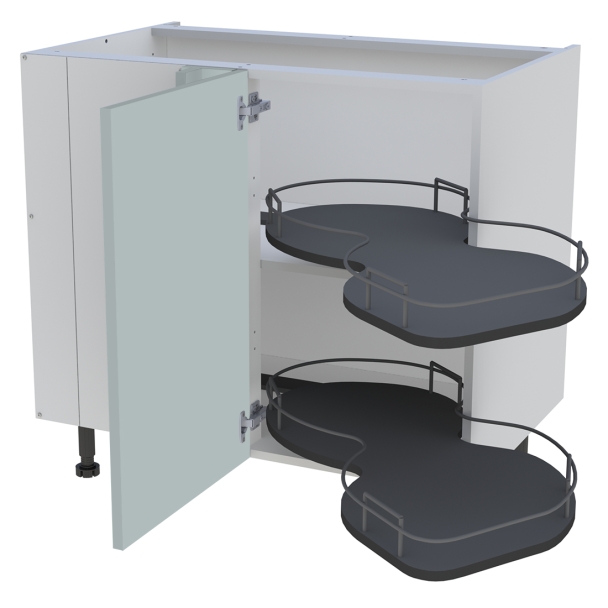 Bas 900 angle 1porte G avec plateaux droit
