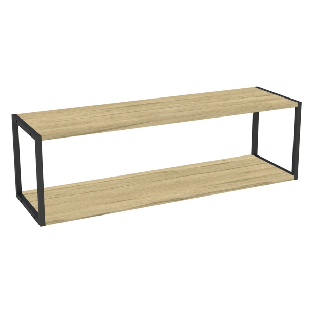 Etagères suspendues chêne clair cadre métal noir - L. 120 cm