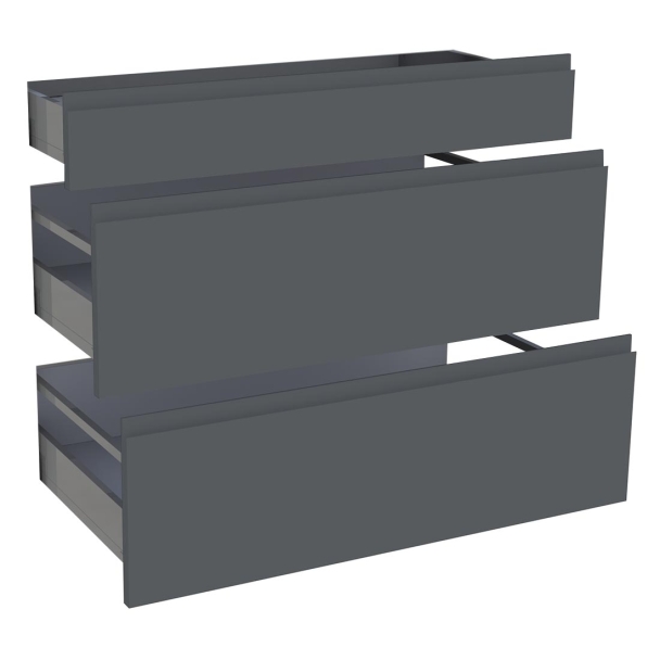 Kit façade meuble cuisine Gris Cendre Brillant 1 tiroir, 2 casseroliers H. 71,7 cm L. 89,7 cm