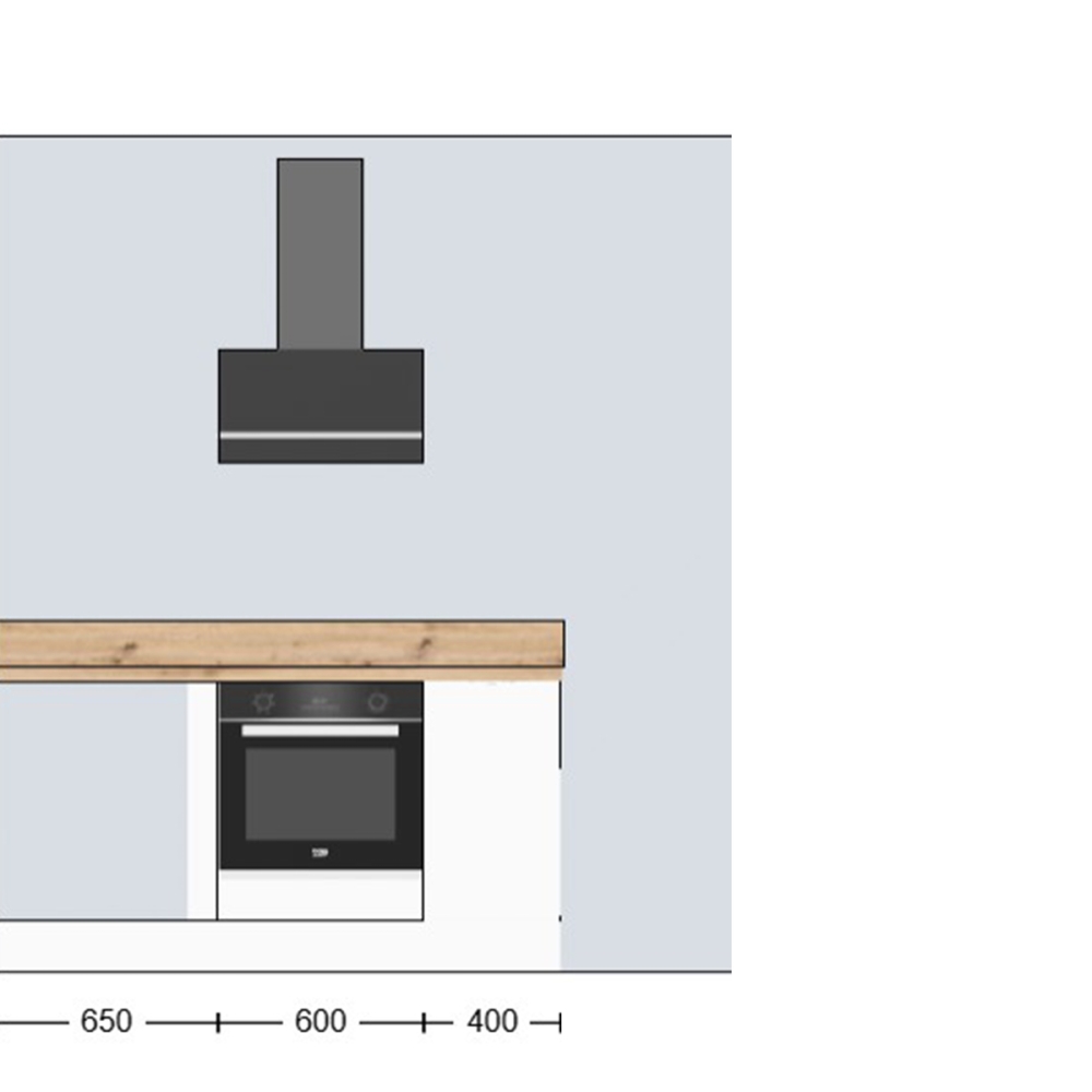 Cuisine complète en angle petits meubles hauts Blanc mat 280 cm