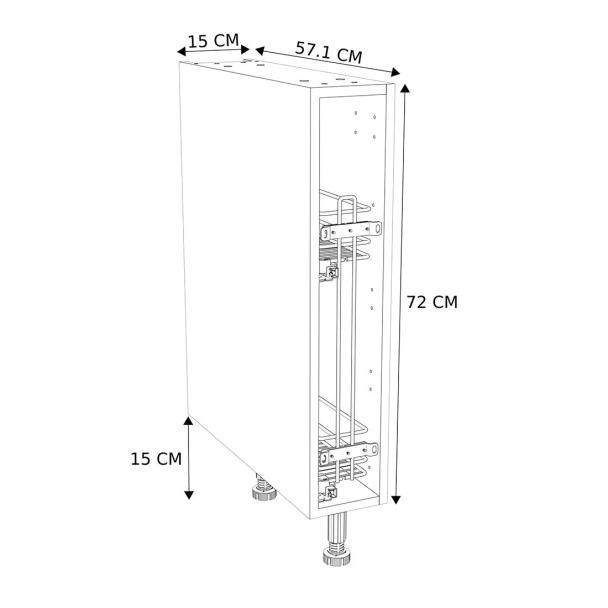 Caisson Meuble bas cuisine Blanc H. 87 cm x L. 15 cm x P.57,1 cm