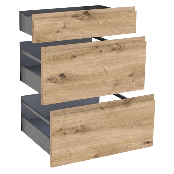Kit façade meuble cuisine Vert Sauge Cadre 1 tiroir, 2 casseroliers H. 71,7 cm L. 59,7 cm