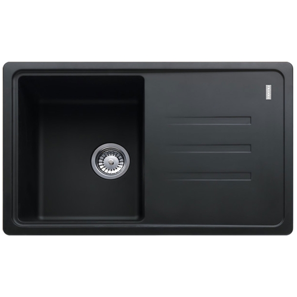 Evier 1 cuve avec égouttoir granit noir - Franke FRMG1ON