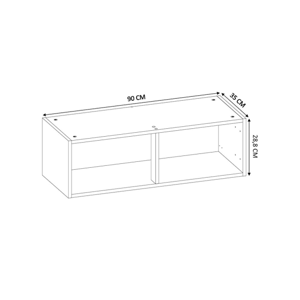 Caisson Meuble haut cuisine Blanc H. 28,8 cm x L. 90 cm x P. 35 cm
