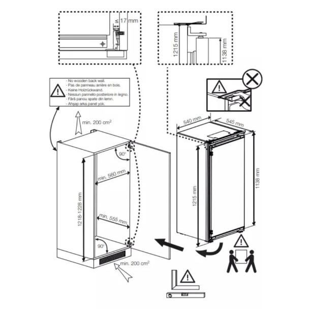 Réfrigérateur encastrable 1 porte 122 cm avec congélateur