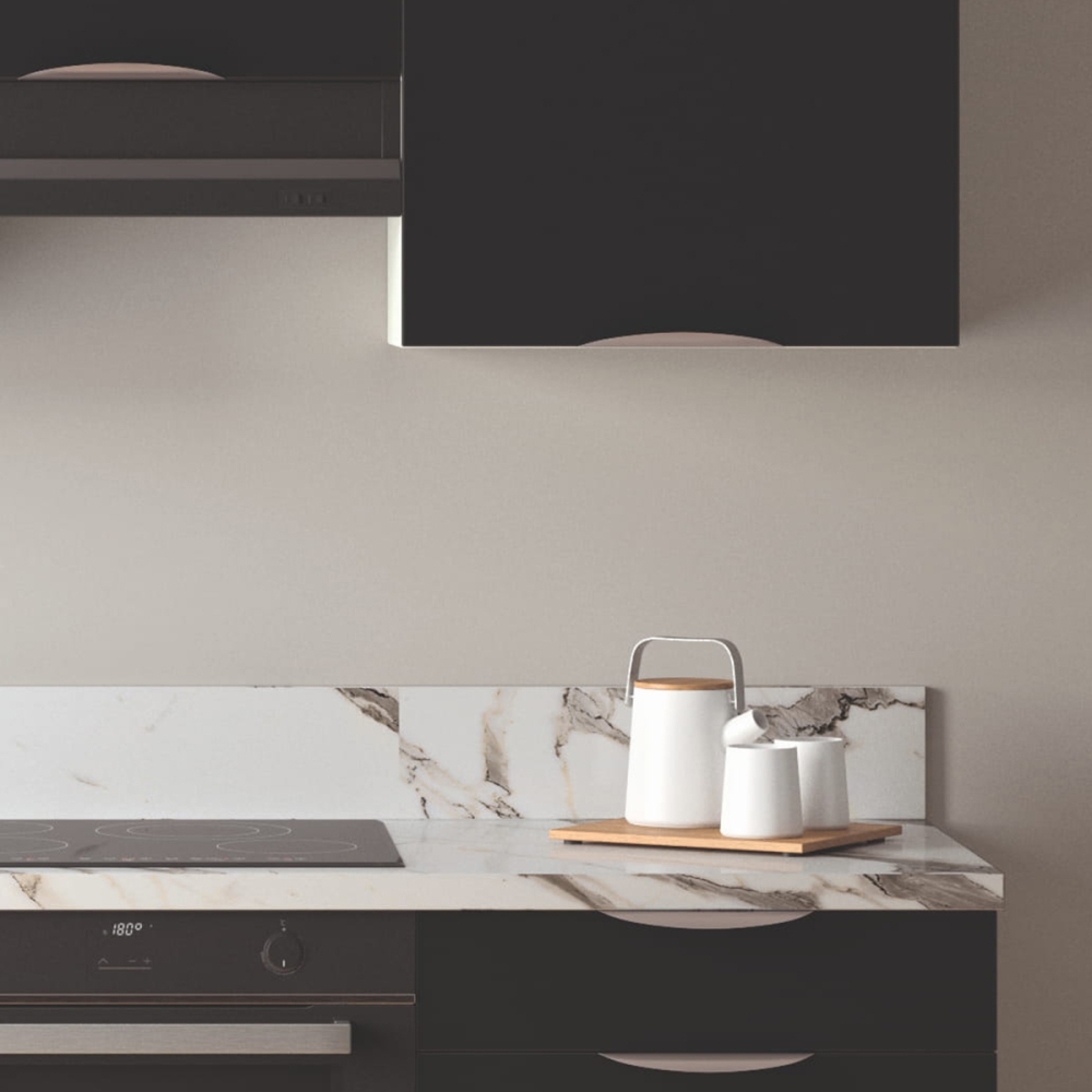 Cuisine complète Noir mat 240 cm avec meuble hotte - Avec Plan de travail