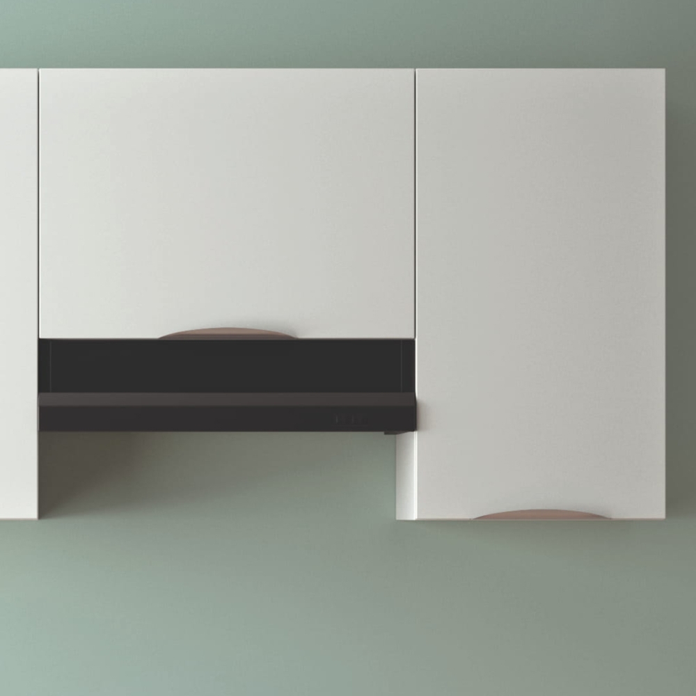 Cuisine complète Blanc mat 220 cm avec meuble hotte - Avec Plan de travail