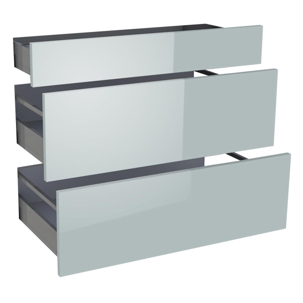 Kit façade meuble cuisine Gris Cendre Brillant 1 tiroir, 2 casseroliers H. 71,7 cm L. 89,7 cm