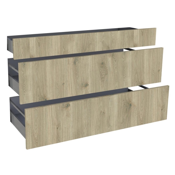 Kit façade meuble cuisine Chêne Structuré 1 tiroir, 2 casseroliers H. 71,7 cm L. 119,7 cm