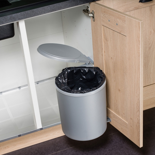 Poubelle ronde pivotante pour meuble de cuisine