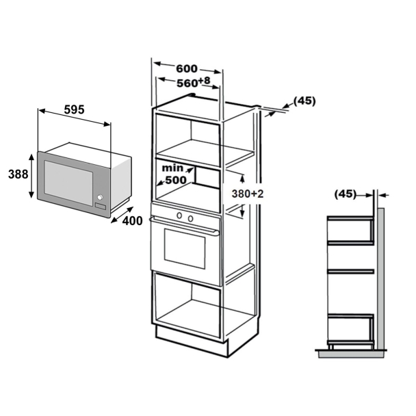 Micro-ondes grill encastrable noir 25 litres - Beko BMGB25333X