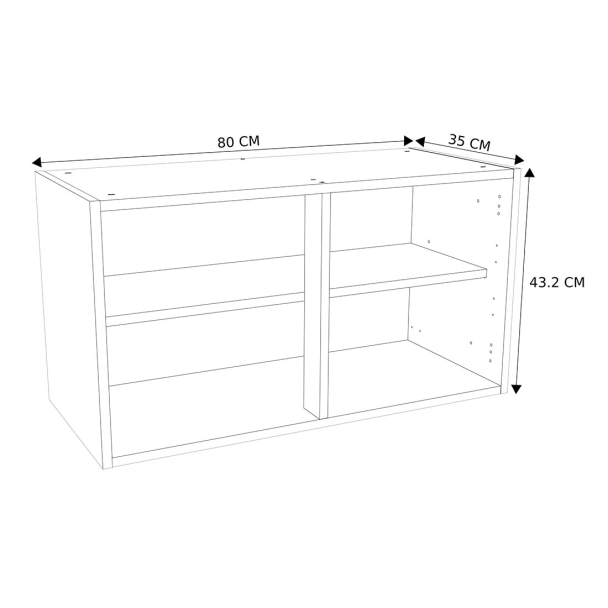 Caisson Meuble haut cuisine Blanc H. 43,2 cm x L. 80 cm x P. 35 cm
