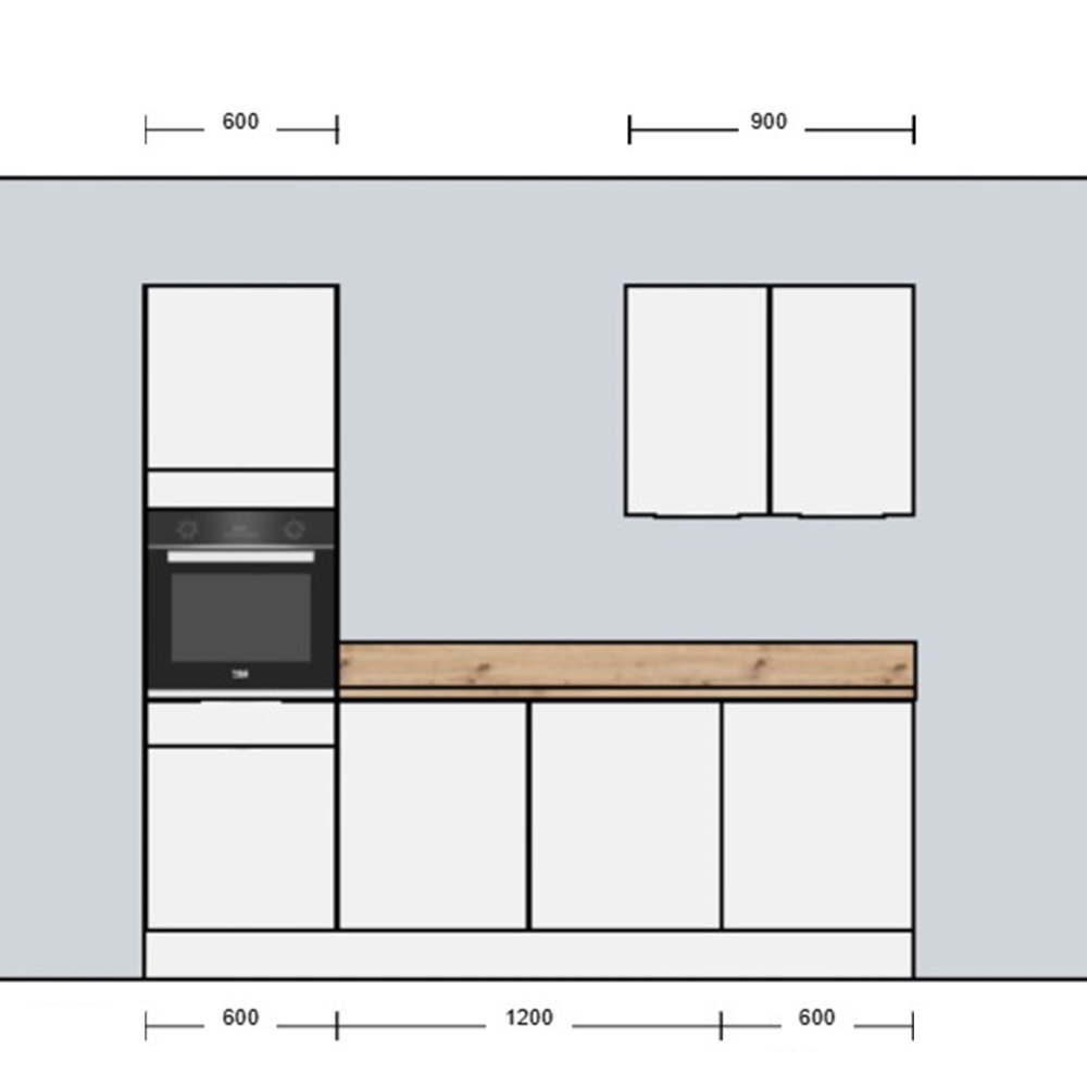 Cuisine complète Blanc mat 240 cm avec meuble colonne - Avec Plan de travail