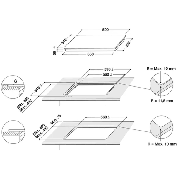 Plaque de cuisson induction 3 foyers - Indesit IS33Q60NE