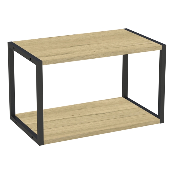 Etagères suspendues chêne clair cadre métal noir - L. 60 cm