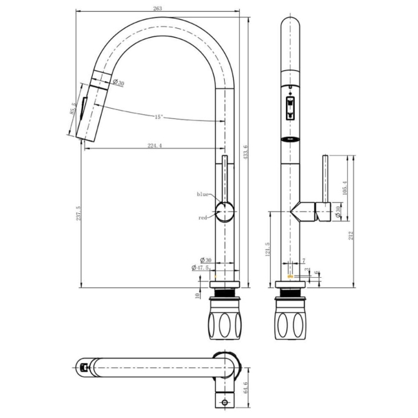Mitigeur bec haut avec douchette blanc