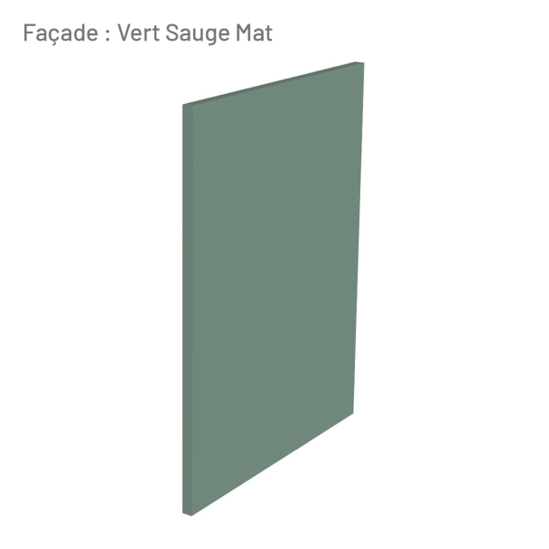 Cuisine complète Bois et Vert mat 240 cm avec meuble colonne