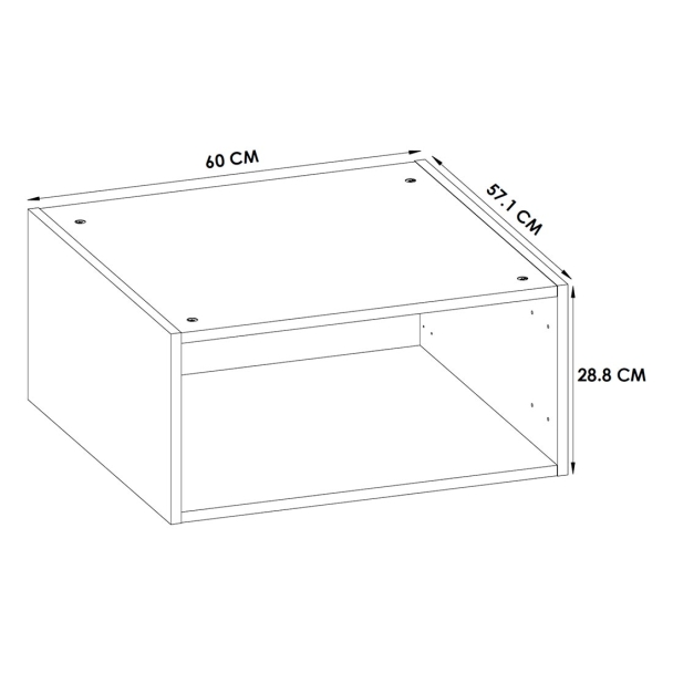 Caisson Meuble haut cuisine Blanc grand profondeur H. 28,8 cm x L. 60 cm x P. 57,1 cm