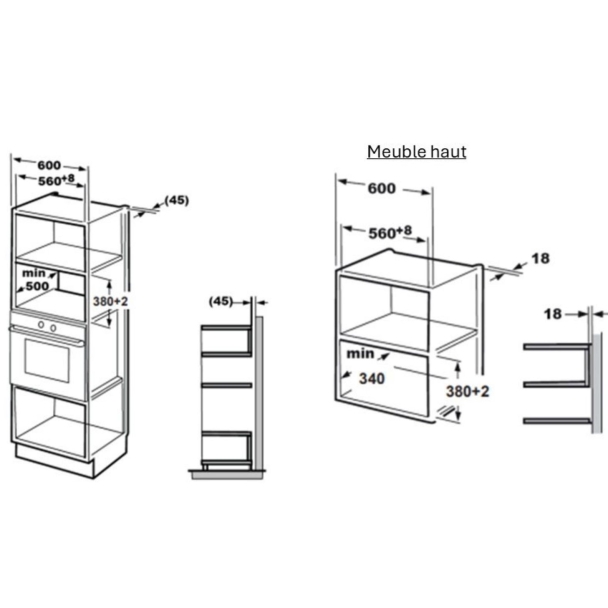 Micro-ondes encastrable compatible meuble haut