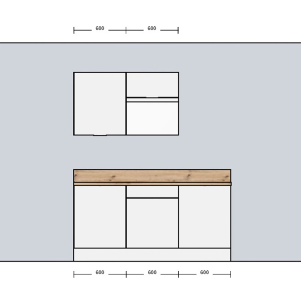 Cuisine complète Noir mat 180cm avec meuble micro-ondes