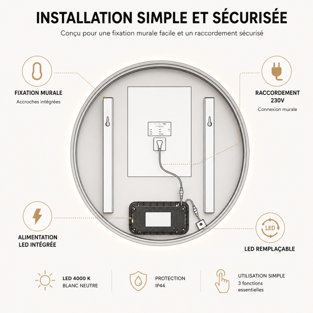 Meuble de salle de bain suspendu 100 cm 2 tiroirs avec vasque céramique - Noyer foncé - Avec colonne et miroir