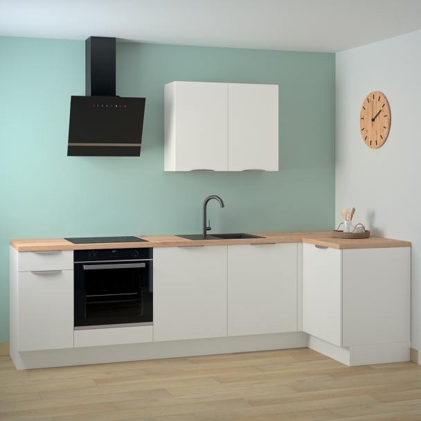 Cuisine complète en angle Blanc mat 280 cm