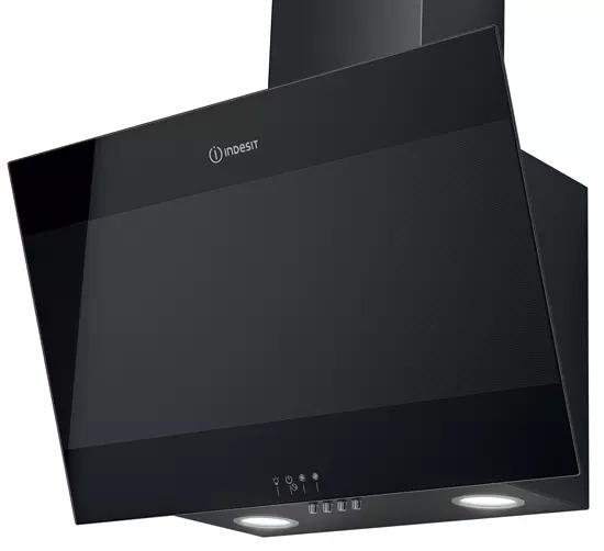 Hotte inclinée 60 cm verre noir