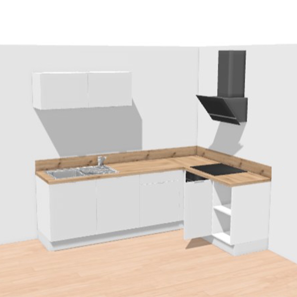 Cuisine complète en angle petits meubles hauts Noir mat 280 cm 