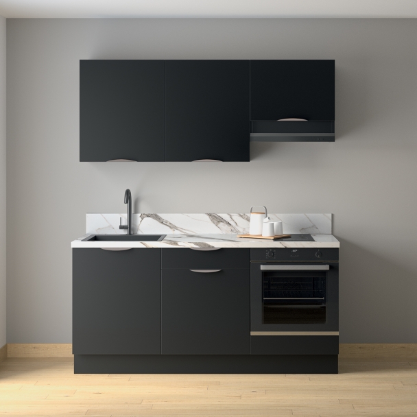 Cuisine complète Noir mat 180cm avec meuble four