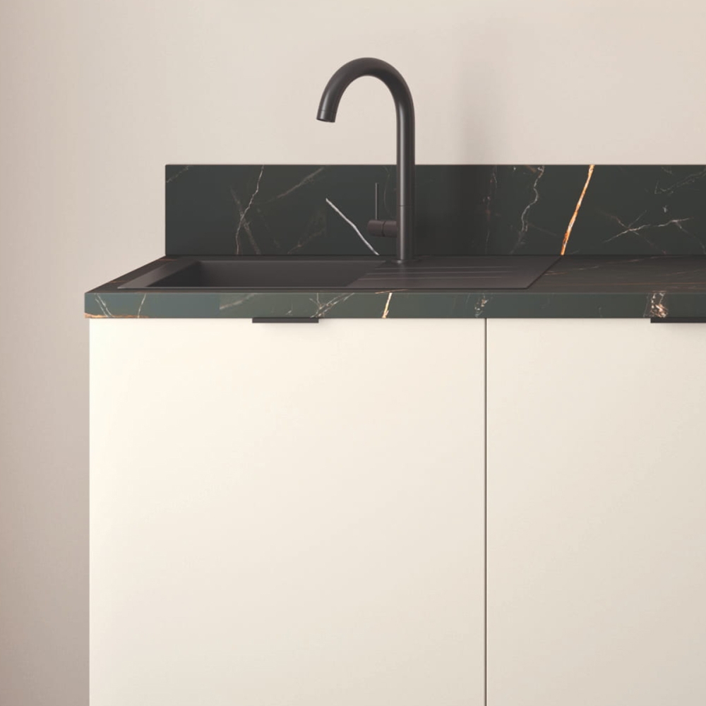 Cuisine complète Lin et Terracotta mat 240 cm avec meuble hotte - Avec Plan de travail