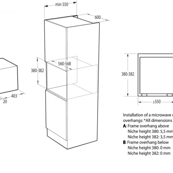 Micro-ondes grill encastrable pour colonne - Hisense BIM325GI63DBG