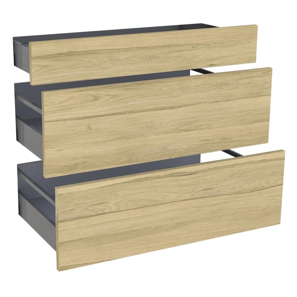 Kit façade meuble cuisine Gris Cendre Brillant 1 tiroir, 2 casseroliers H. 71,7 cm L. 89,7 cm