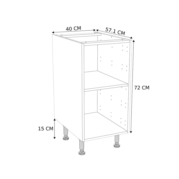 Caisson Meuble bas cuisine Blanc H. 87 cm x L. 40 cm x P.57,1 cm