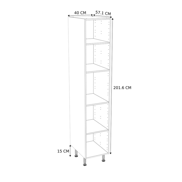 Caisson Colonne cuisine Blanc H. 216,6 cm x L. 40 cmx P. 57,1