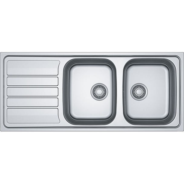 Evier inox 2 cuves avec égouttoir