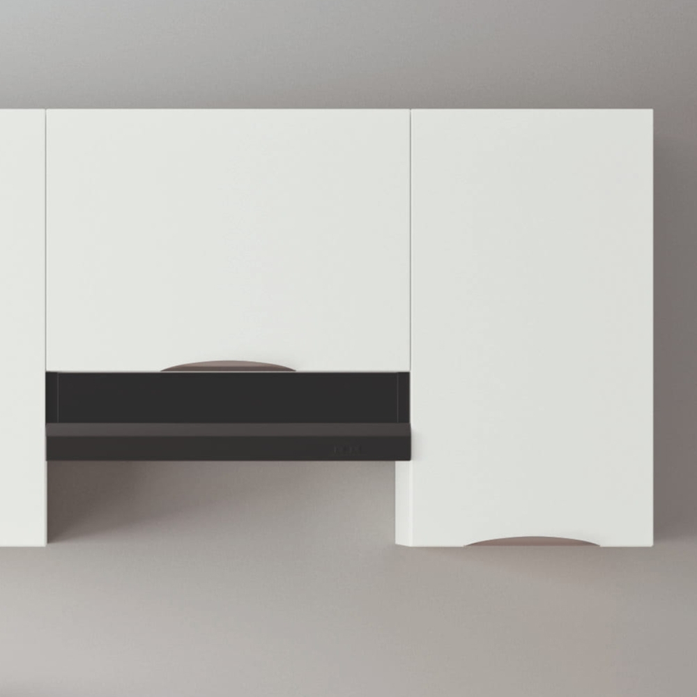 Cuisine complète Bois et Blanc mat 220 cm avec meuble hotte