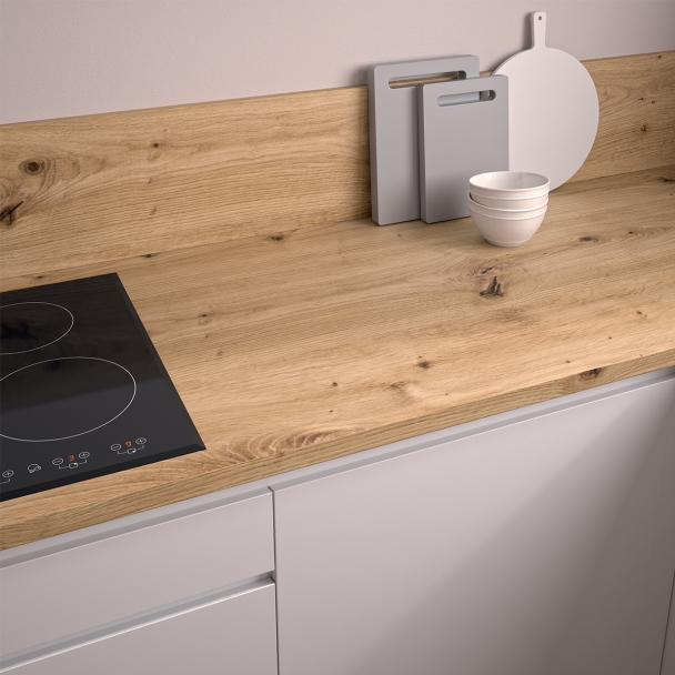 Crédence stratifiée sur mesure Chêne Naturel