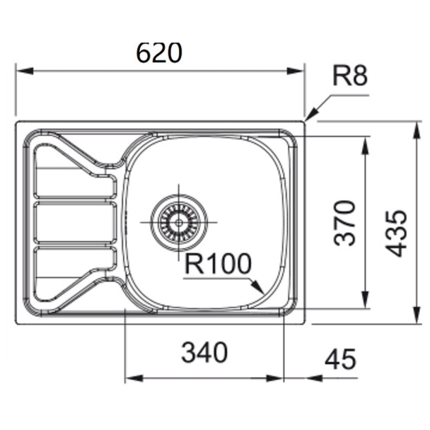 Evier 1 cuve avec petit égouttoir inox - Franke FRFY1PIN