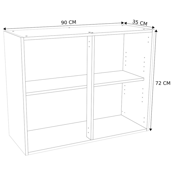 Caisson Meuble bas cuisine Blanc H. 87 cm x L. 90 cm x P. 35 cm