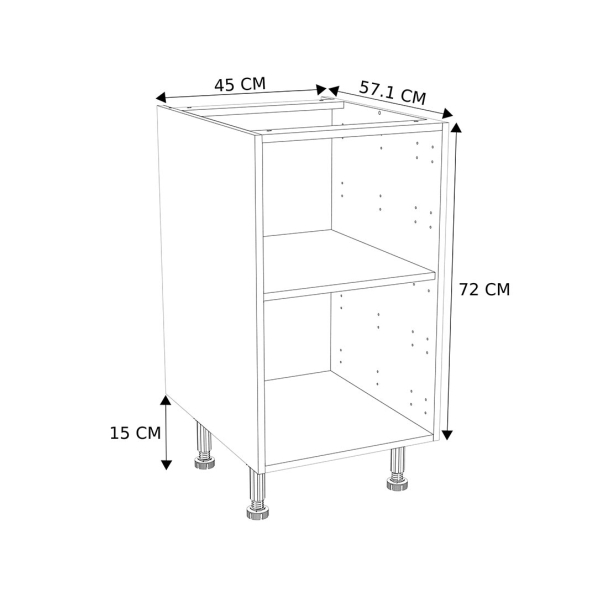 Caisson Meuble bas cuisine Blanc H. 87 cm x L. 45 cm x P.57,1 cm