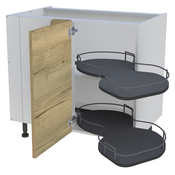 Bas 900 angle 1porte G avec plateaux droit