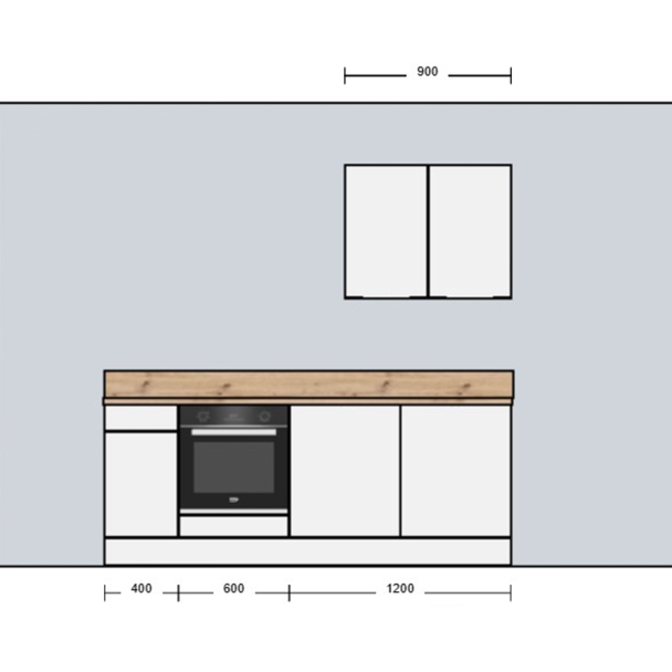 Cuisine complète Bois et Blanc mat 220 cm