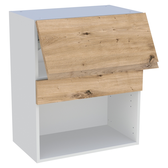 Meuble haut cuisine 1 porte relevante H. 72 cm x L. 60 cm - Chêne naturel sans poignée