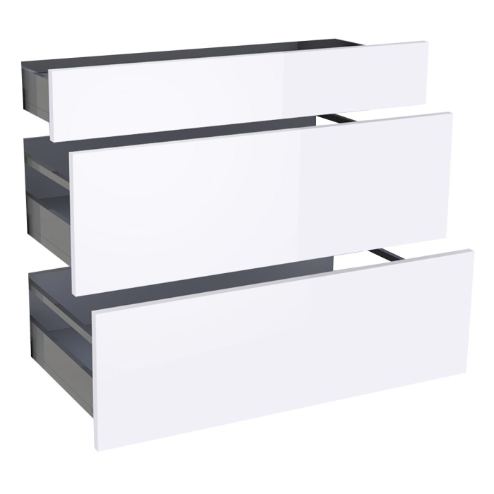 Kit façade meuble cuisine Blanc Brillant 1 tiroir, 2 casseroliers H. 71,7 cm L. 89,7 cm