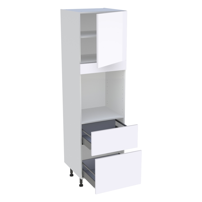 Colonne cuisine 1 porte, 2 casseroliers H. 216,6 cm x L. 60 cm - CF1P2C60 - Blanc brillant