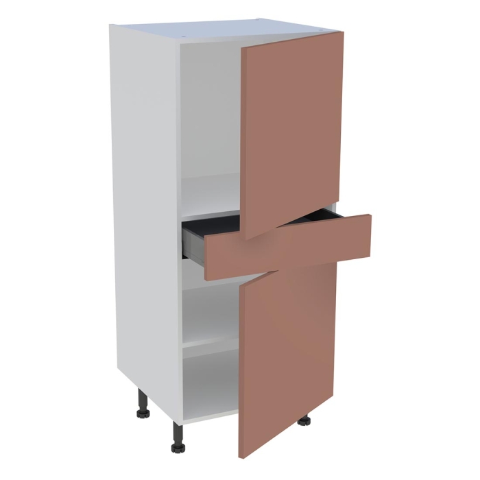 Demi colonne cuisine 1 tiroir, 2 portes H. 129,6 cm x L. 60 cm - Terracotta mat